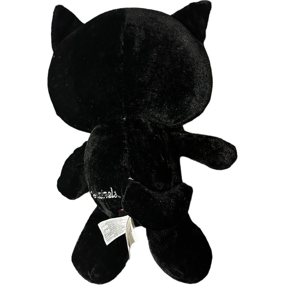 Skelanimals Plush Cat 13" Black White Skeleton Red Heart Fiesta Stuffed - Picture 8 of 16